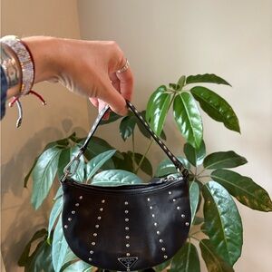 Early 2000’s Prada Black Calfskin Studded Wristlet